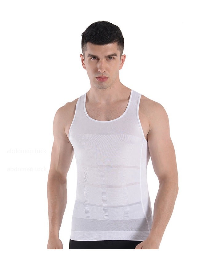 Tight Shapewear Vest for Men, High Compression Shirt Sleeveless Tummy Control Vest Scoop Neck - Waist Slimming - Image 1