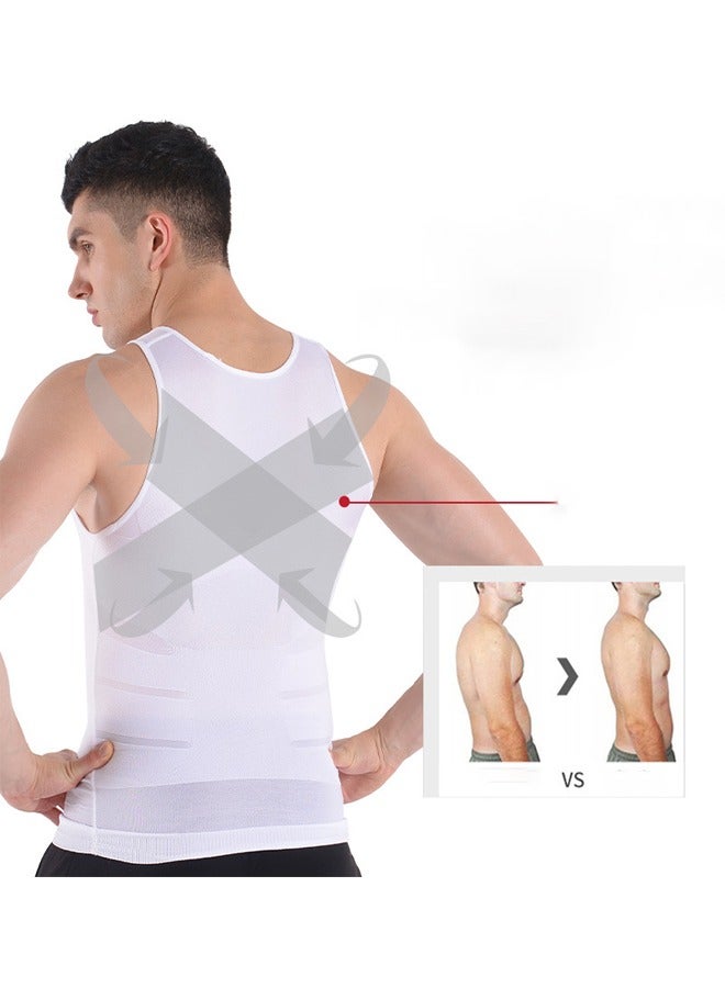 Tight Shapewear Vest for Men, High Compression Shirt Sleeveless Tummy Control Vest Scoop Neck - Waist Slimming - Image 2