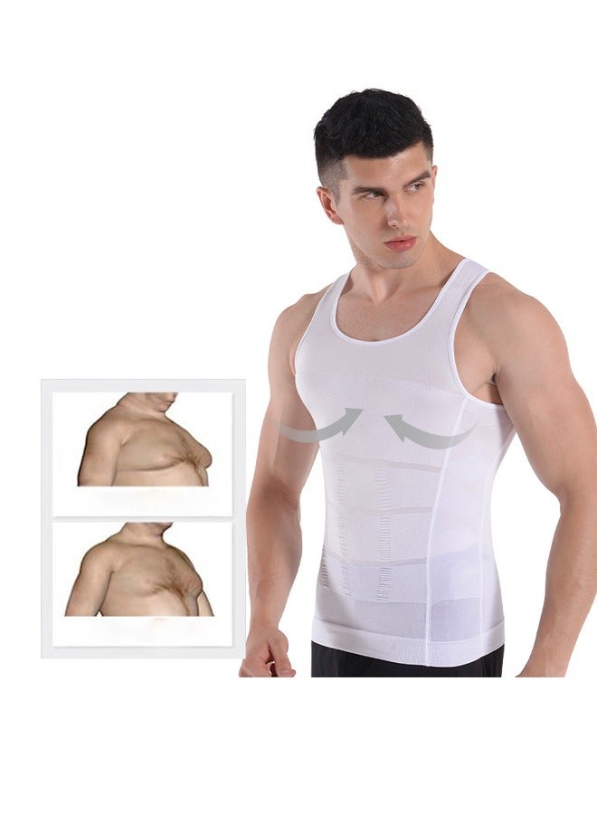 Tight Shapewear Vest for Men, High Compression Shirt Sleeveless Tummy Control Vest Scoop Neck - Waist Slimming - Image 3