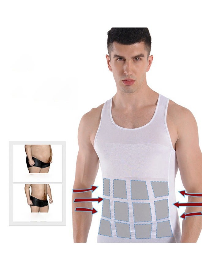 Tight Shapewear Vest for Men, High Compression Shirt Sleeveless Tummy Control Vest Scoop Neck - Waist Slimming - Image 4