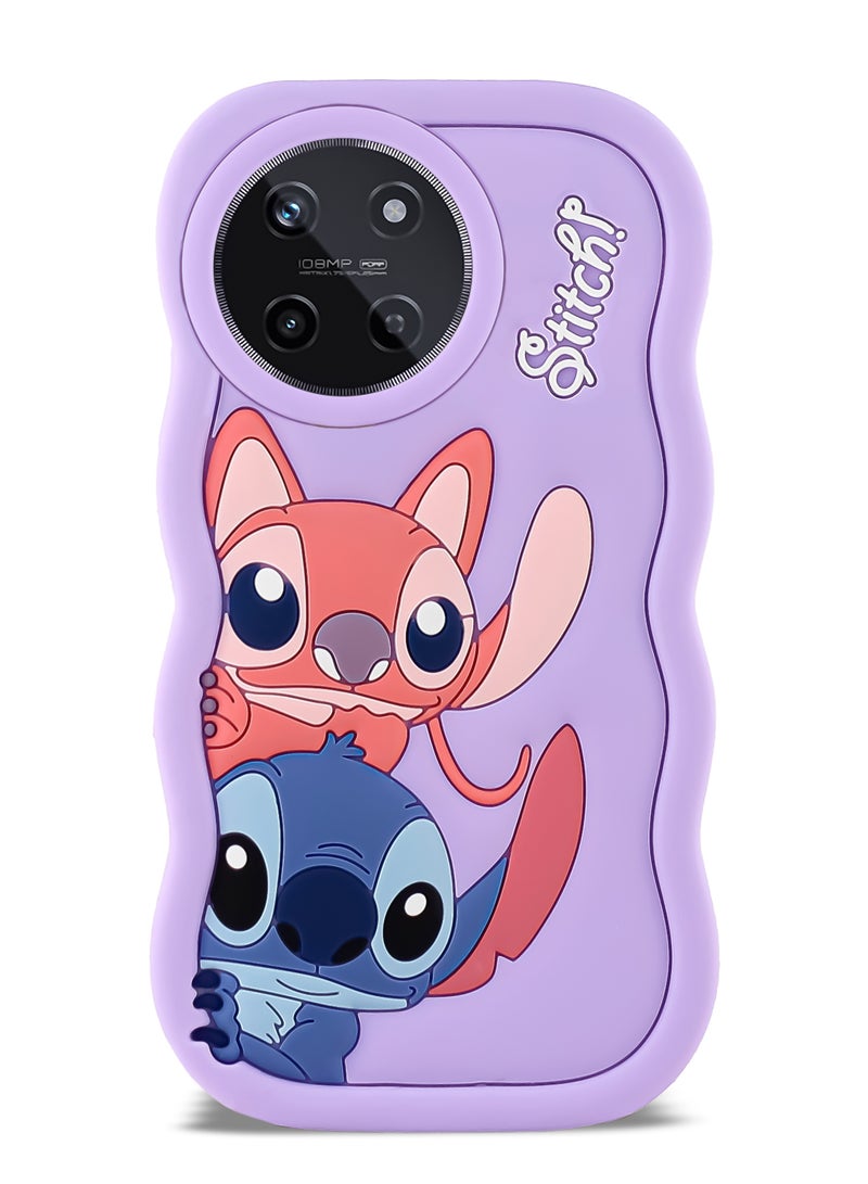 حافظة هاتف من السيليكون الناعم المتموج ثلاثية الأبعاد من Lilo and Stitch لهاتف Realme 11 4G (أرجواني فاتح) - Image 1