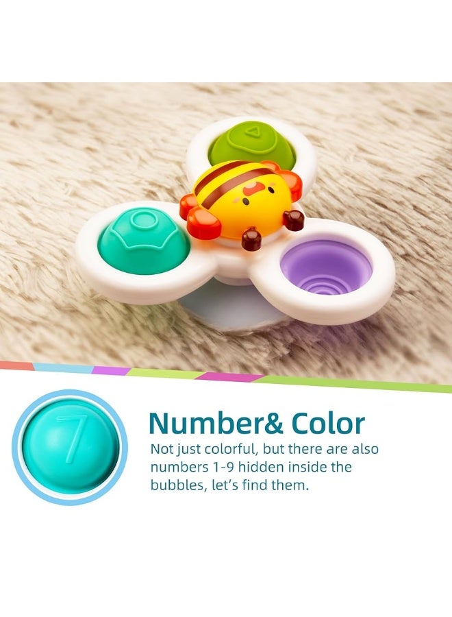 LiKee LiKee Strong Suction Cup Fidget Spinnerz Sensory Bath Toys for Baby 12 18 Months Airplane Car Travel Table  Window Toys for 1 2 Year Old Toddler Boys and Girls Sun - Image 2