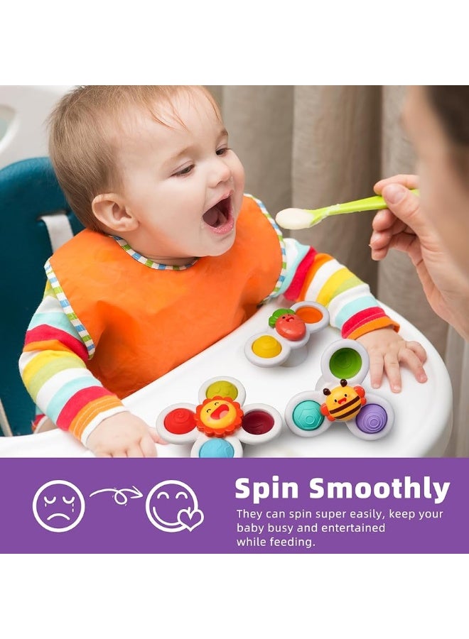LiKee LiKee Strong Suction Cup Fidget Spinnerz Sensory Bath Toys for Baby 12 18 Months Airplane Car Travel Table  Window Toys for 1 2 Year Old Toddler Boys and Girls Sun - Image 4