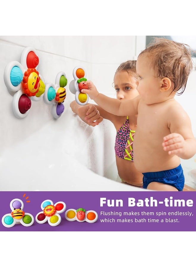 LiKee LiKee Strong Suction Cup Fidget Spinnerz Sensory Bath Toys for Baby 12 18 Months Airplane Car Travel Table  Window Toys for 1 2 Year Old Toddler Boys and Girls Sun - Image 5