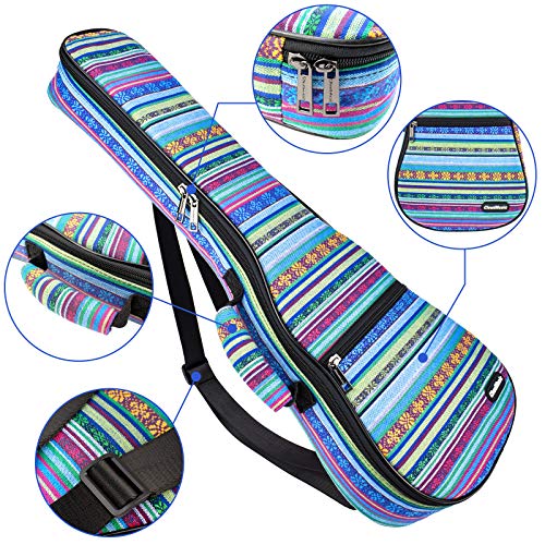 CLOUDMUSIC Ukulele Case Gig Bag Padded Backpack For Soprano 21" Inch(Soprano,Hawaii Blue) - Image 2