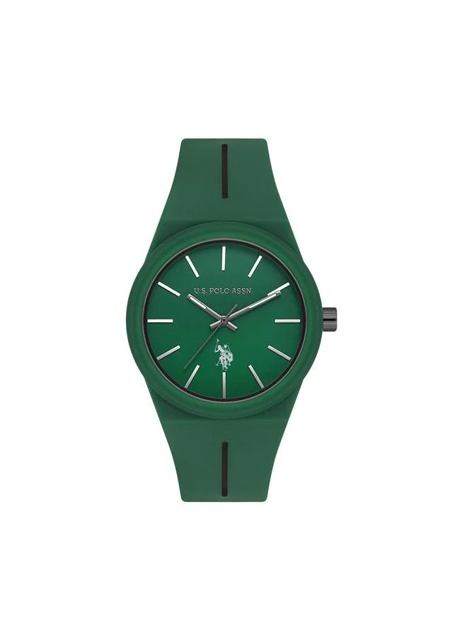 U.S. Polo Assn. Novelties 33mm Women's Watch with Green Dial & Rubber Strap