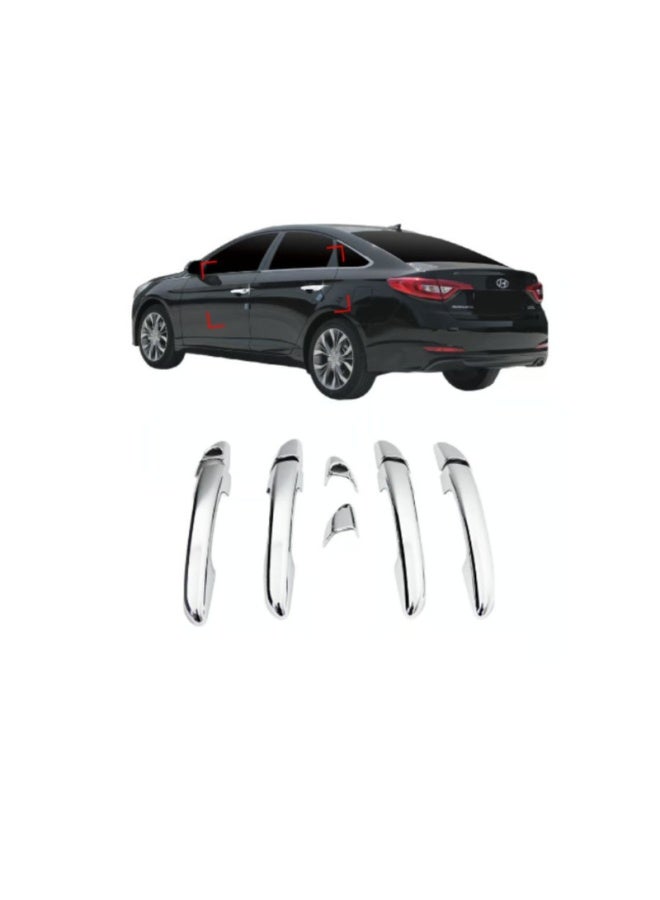 Auto Clover Chrome Side Door Handle Covers for Hyundai Sonata 2015–2019 High Quality ABS with 3M Adhesive Easy Installation - Image 1
