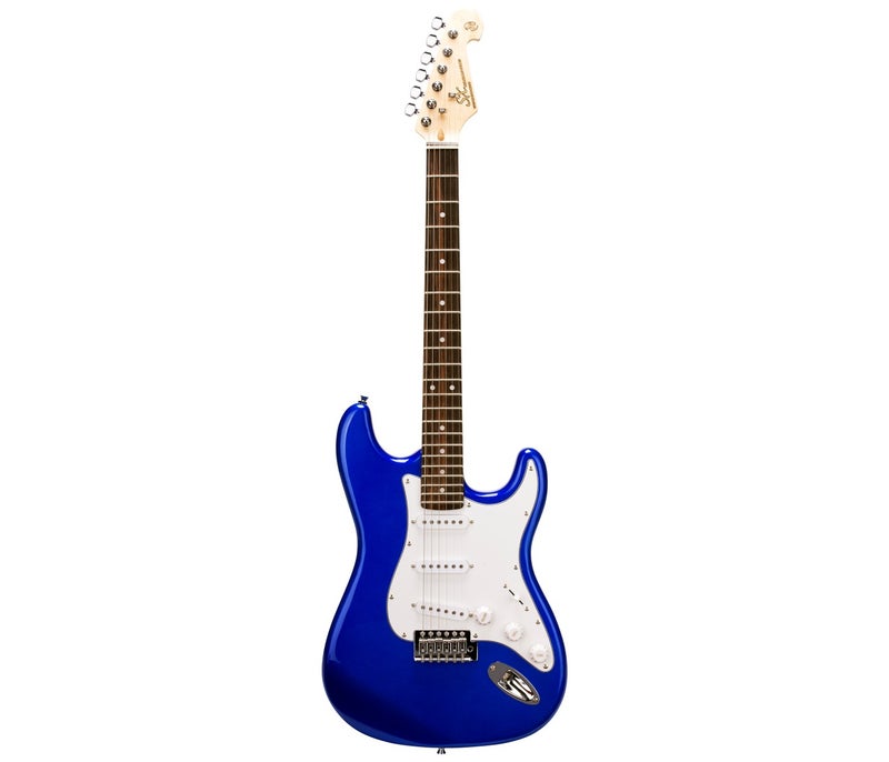 SX Guitar ED1 Vintage Style Electric with Bag - Blue - Image 2