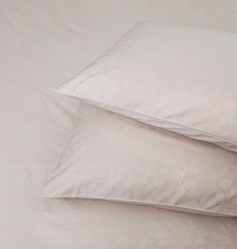 DWELL Dwell-Petals Jacquard 4Pc Comforter Set-Comforter 260 x 240 CM,Fitted Sheet 200 x 200 CM,Pillow case 50 x 80 CM-Beige