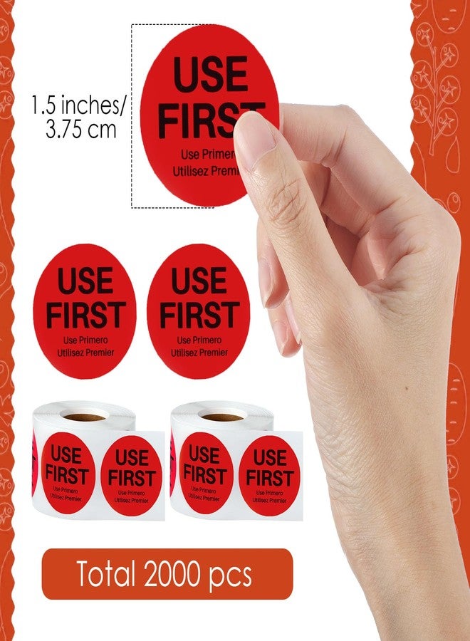Epakh 2000 Pcs Use First Stickers Food Service 1.5 Inch Inventory Control Labels for Restaurant Permanent Adhesive Food Circle Dot Label Paper(Red) - Image 2