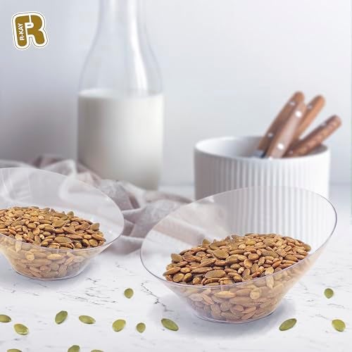 R-kay 6 Pack Angled Candy Bowls - Clear Plastic bowls 20 Oz - Premium Plastic Serving Bowls Disposable Heavy Duty For Weddings Catering, parties, And All Occasions (Clear, Medium) - Image 2