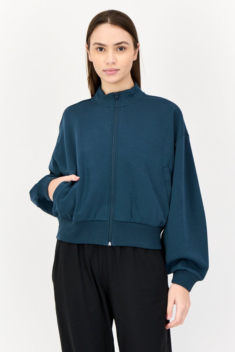 Adidas Women Sportswear Fit Long Sleeve Outdoor Sweatshirt, Teal Green  - Image 1