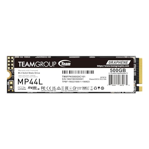 TEAMGROUP MP44L 500GB SLC Cache NVMe 1.4 PCIe Gen 4x4 M.2 2280 Laptop&Desktop SSD (R/W Speed up to 5000/2500MB/s) TM8FPK500G0C101 - Image 1
