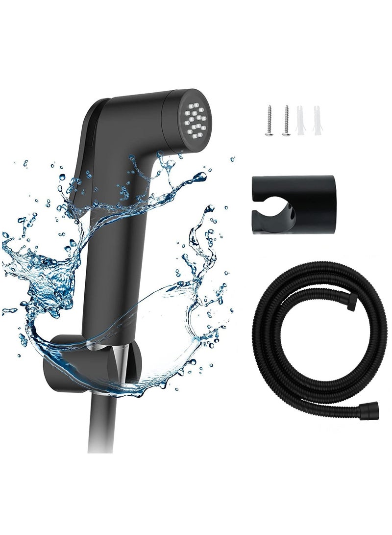 JOGAMS Shattaf Black Handheld Bidet Sprayer for Toilet with 1.5m Stainless Steel Hose Self Cleaning Shattaf Kit for Washroom and Bathroom - Image 1