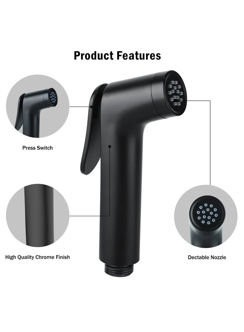 JOGAMS Shattaf Black Handheld Bidet Sprayer for Toilet with 1.5m Stainless Steel Hose Self Cleaning Shattaf Kit for Washroom and Bathroom - Image 2