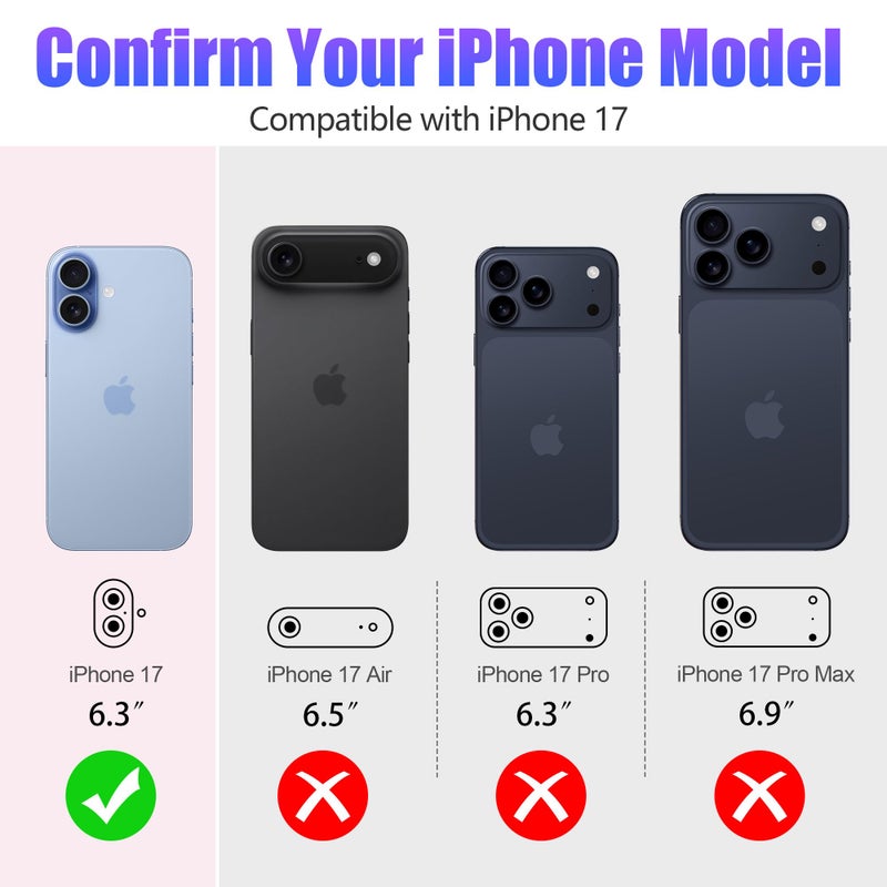 AGVEE 3+3 6 Pack for iPhone 17 6.3" Camera Lens Protector, Bling Diamond & Bling Glitter Metal Ring 9H Tempered HD Glass Camera Cover Film, Bling-Pink - Image 2
