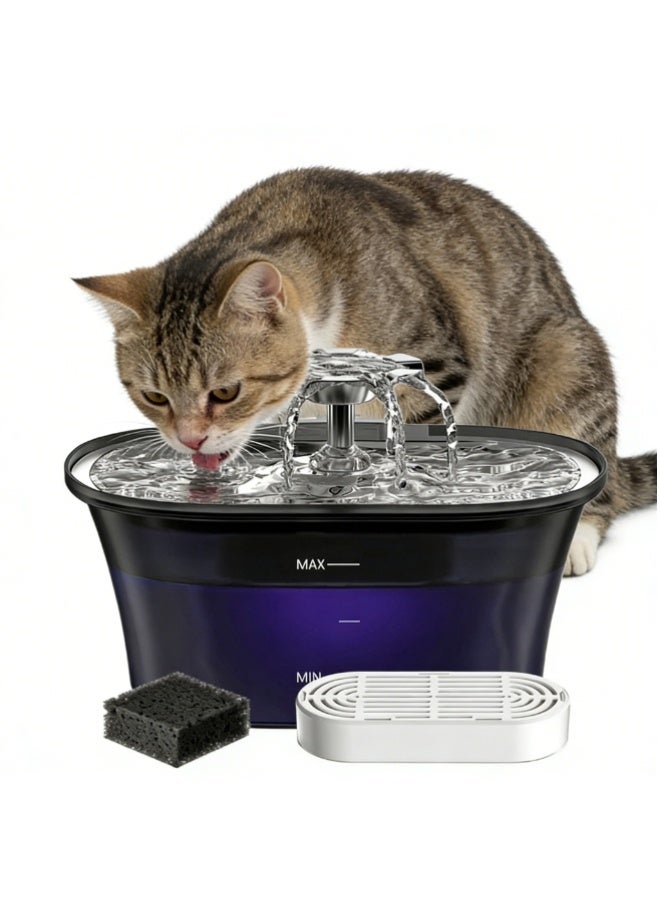 2.5L Cat Fountain Ultra Silent Pet Water Dispenser - Indoor Fountain for Cats - Silent Pump and Faucet Design - Suitable for Cats and Dogs, Black - Image 1