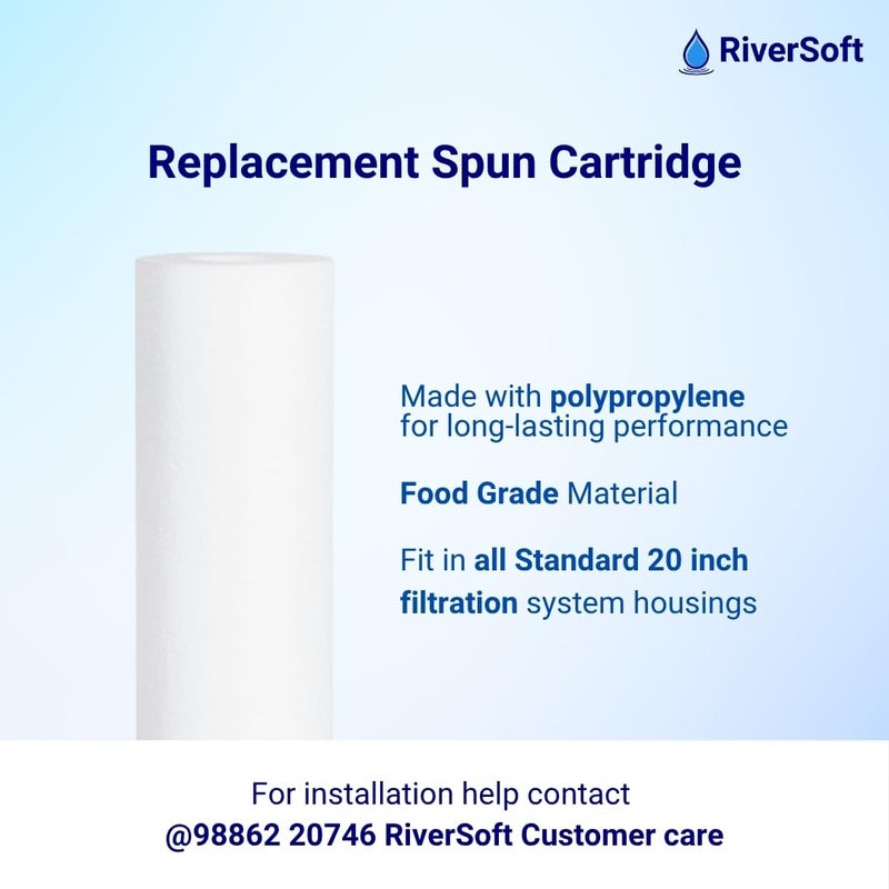 RiverSoft Spun Cartridge SPC-20, removes impurities Above 1 Micron (20 inch, 1 Micron, Pack of 1) - Image 4