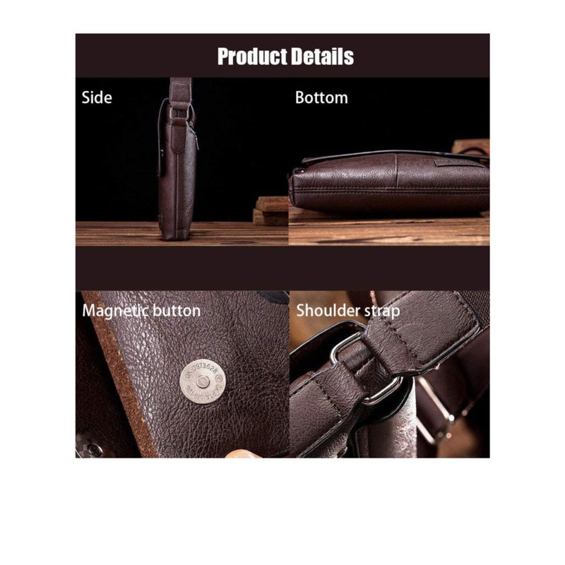 SOLARAE حقيبة مع محفظة لجهاز iPad واللوازم الشخصية حقيبة كتف للرجال حقيبة رسائل جلدية صغيرة حقيبة عمل جلدية عتيقة - بني داكن - Image 4