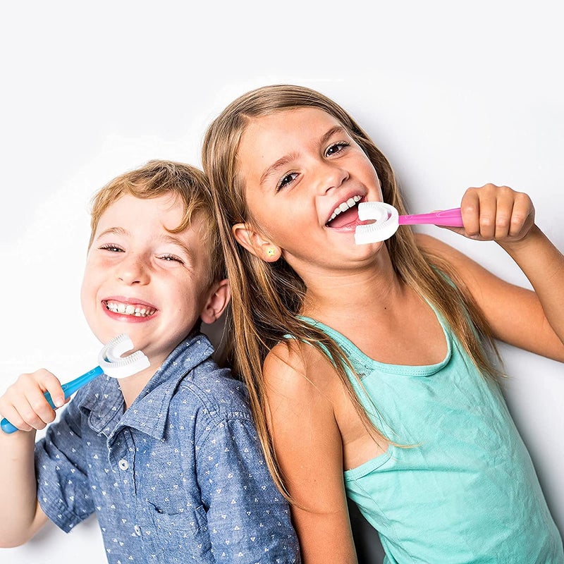 MARMIX U Shaped Toothbrush for Kids Manual Whitening Toothbrush Silicone Brush Head for Kids Children Infant Toothbrush For 2-6 Years Mouth-Cleaning (Multicolor, Pack of 1) - Image 2
