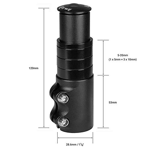 LERWAY Bike Stem Riser Extender MTB Handlebar Stem Adapter for 1-1/8" 28.6mm Fork Aluminum Black - Image 3
