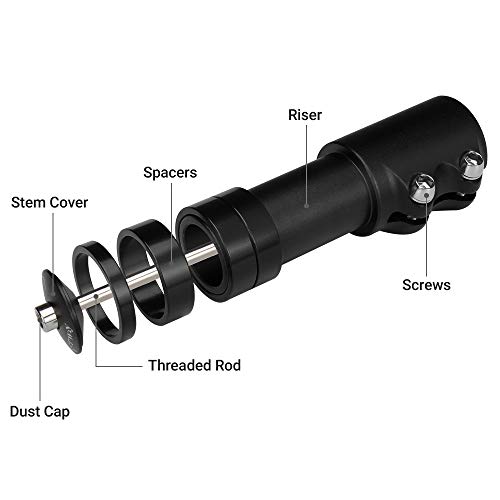 LERWAY Bike Stem Riser Extender MTB Handlebar Stem Adapter for 1-1/8" 28.6mm Fork Aluminum Black - Image 2