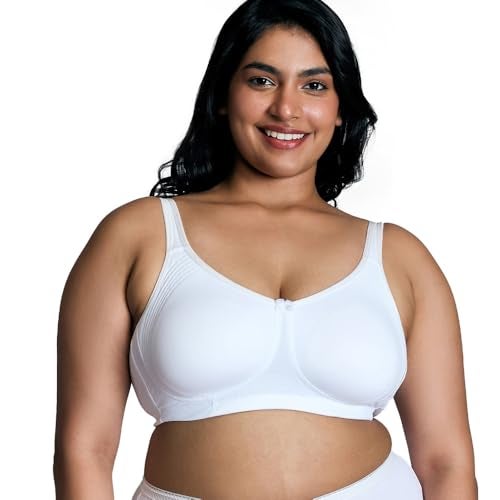 NYKD Encircled with Love Everyday Cotton Bra for Women Non Padded, Wirefree, Full Coverage - Side Support Shaper - Bra, NYB169, WHITE, 34B, 1N - Image 1