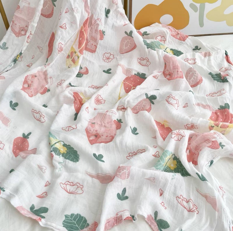 Double-Layer Bamboo Fiber Gauze Baby Class A Gauze Cover Blanket Four-Layer Wrapping Towel Bath Towel Children'S Bamboo Cotton Cool And Soft In Summer - Image 1