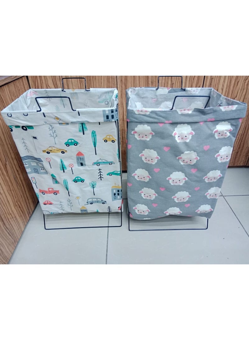 Cloth Clothes Basket Handy Hanging Laundry Basket Tall & Slim Hamper Waterproof Laundry Bag Collapsible Travel Laundry Bag with Breathable Mesh Cover & Soft Handle Laundry Hamper Random design & Color - Image 3