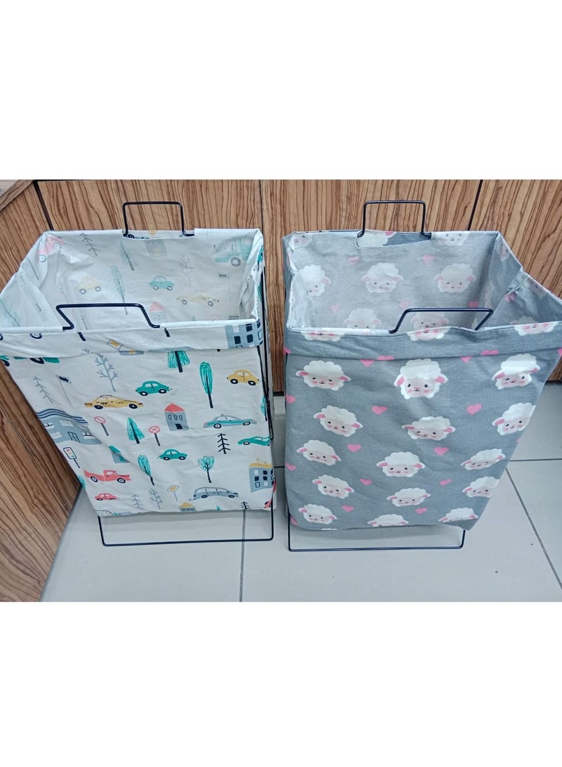 Cloth Clothes Basket Handy Hanging Laundry Basket Tall & Slim Hamper Waterproof Laundry Bag Collapsible Travel Laundry Bag with Breathable Mesh Cover & Soft Handle Laundry Hamper Random design & Color - Image 2