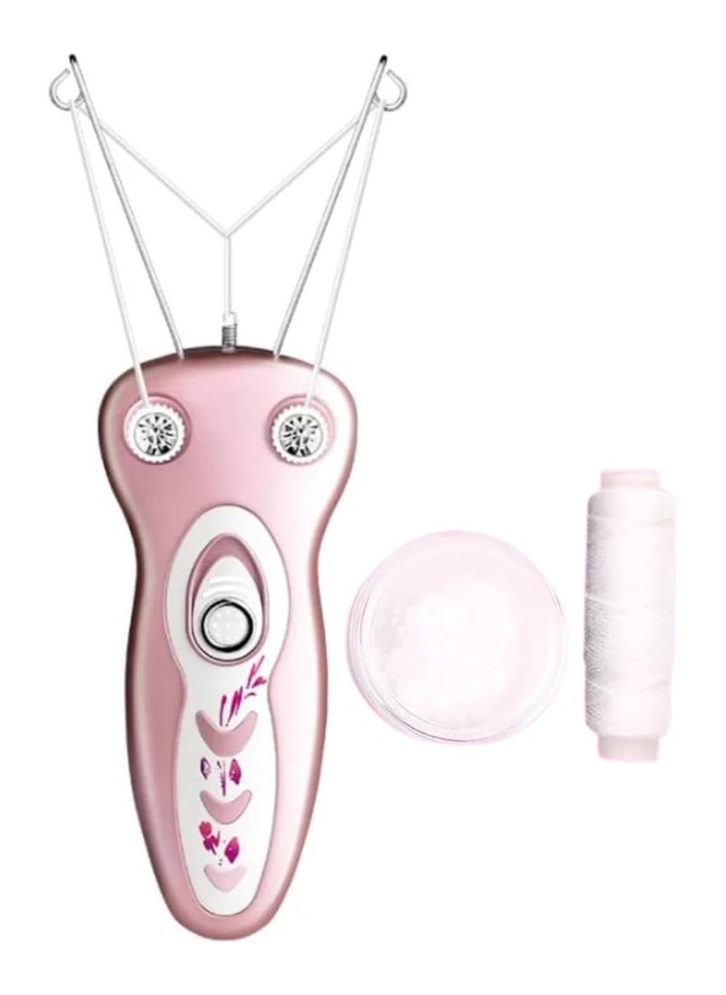 دالينغ جهاز إزالة شعر الوجه الكهربائي للنساء - جهاز إزالة شعر الوجه والشفة العليا والذقن والذراعين بدون ألم - جهاز إزالة شعر تلقائي بخيوط قطنية - وردي  - Image 1
