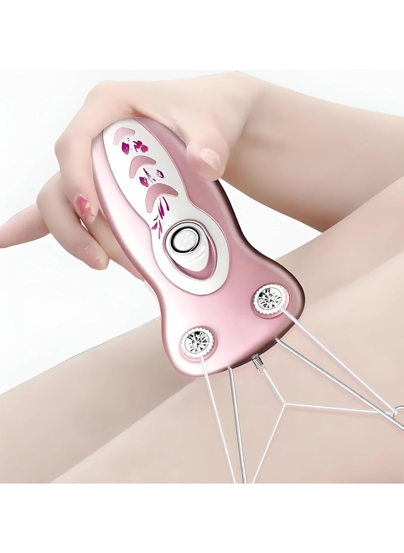دالينغ جهاز إزالة شعر الوجه الكهربائي للنساء - جهاز إزالة شعر الوجه والشفة العليا والذقن والذراعين بدون ألم - جهاز إزالة شعر تلقائي بخيوط قطنية - وردي  - Image 2