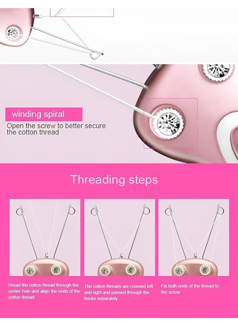 دالينغ جهاز إزالة شعر الوجه الكهربائي للنساء - جهاز إزالة شعر الوجه والشفة العليا والذقن والذراعين بدون ألم - جهاز إزالة شعر تلقائي بخيوط قطنية - وردي  - Image 5