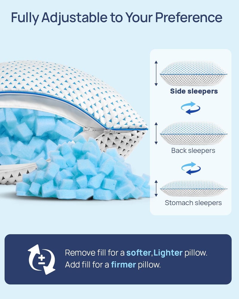 fulocean Small Cooling Memory Foam Pillow for Travel & Camping, Compressible Original Adjustable Pillow for Medium Firm Neck Knee Lumbar Support, Washable CertiPUR-US, Ideal Sleeping, Car, Airplane,Backpacking - Image 3