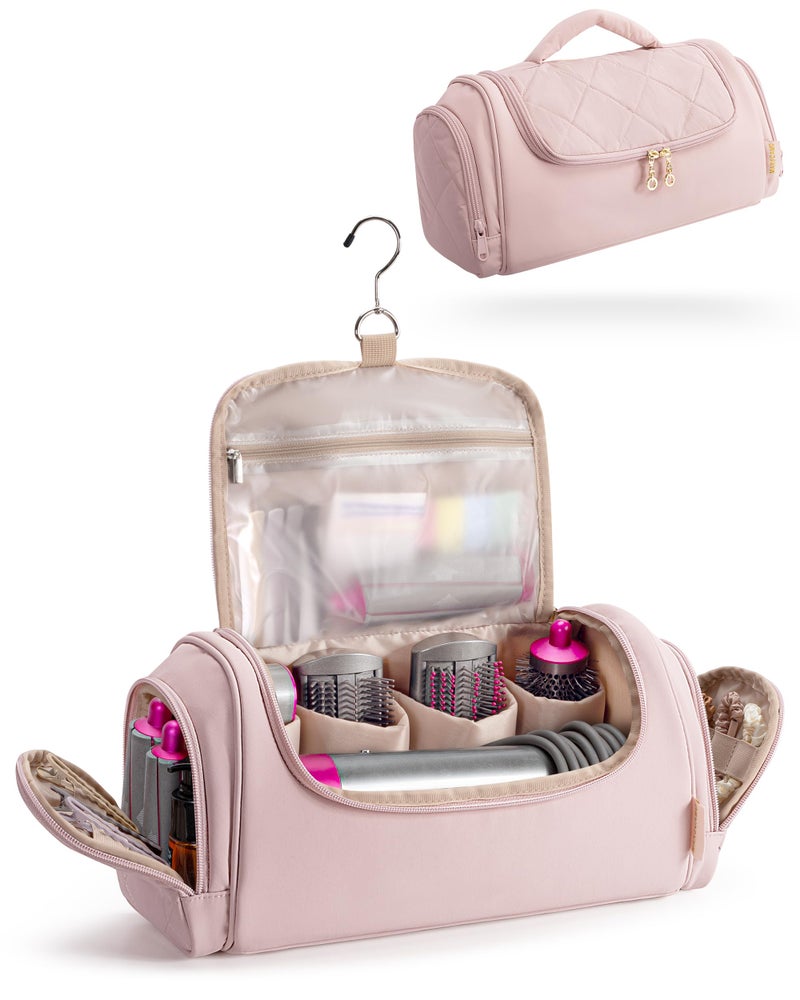 Marscamd Hair Tools Travel Bag Compatible with Dyson Airwrap Styler, Hair Tool Organizer with Hanging Hook for Multi-Stylers, Pink - Image 1