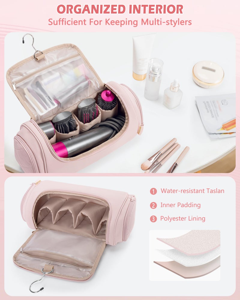 Marscamd Hair Tools Travel Bag Compatible with Dyson Airwrap Styler, Hair Tool Organizer with Hanging Hook for Multi-Stylers, Pink - Image 3