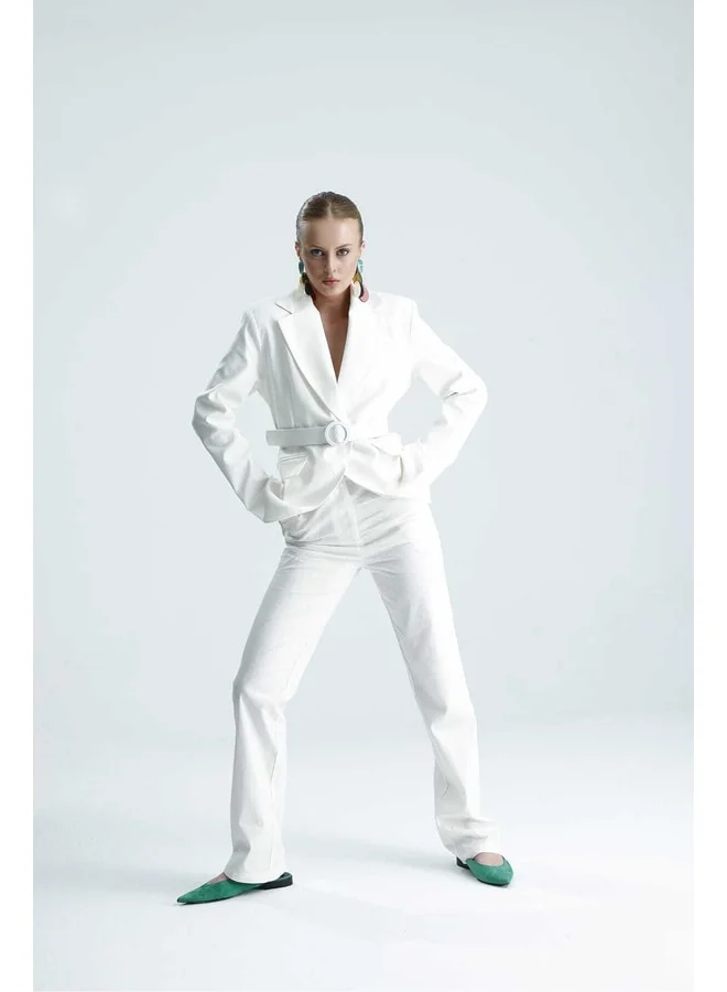 GACACOLLECTION DİEL White Fabric Pants.
