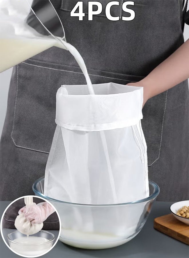 Happy D 4pcs Food Grade Soy Milk Filter Bags Vegetable juice filter bag, 200Mesh 75Micron 20*30CM Fine Mesh Bag Milk Filter Bag All Purpose Food Strainer Nylon Cheesecloth - Image 1