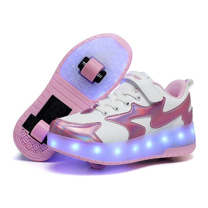 Miya Kids And Adult Roller Skates Shoes 4 Wheels Roller Shoes Boys Girls Wheel Shoes Roller Sneakers Shoes for Beginner More Balanced - Image 1