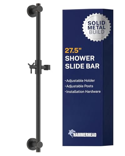 HammerHead Showers Solid Metal 275Inch Shower Slide Bar for Hand held Shower Heads Adjustable Height Showerhead with Hose Rail System Easily Adjust Height Angle of Handshower Oil Rubbed Bronze - Image 1