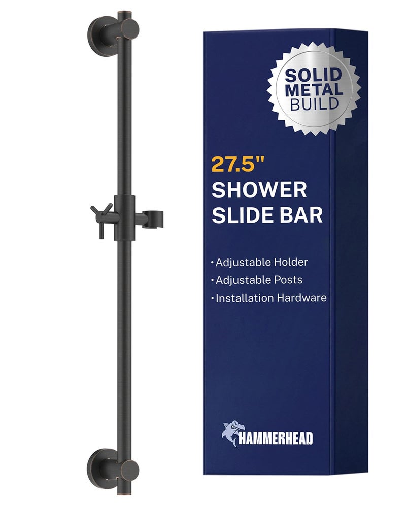 HammerHead Showers Solid Metal 275Inch Shower Slide Bar for Hand held Shower Heads Adjustable Height Showerhead with Hose Rail System Easily Adjust Height Angle of Handshower Oil Rubbed Bronze - Image 2