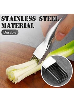 OCTOBER Shred Silk The Knife, 2024 Stainless Steel Finger Guard Green Onion Cutter Shred Silk Knife Set, Kitchen Safe Steel Slicing Tool for Hands Kitchen Vegetable Cutter for Chopping, Cutting  - Image 3
