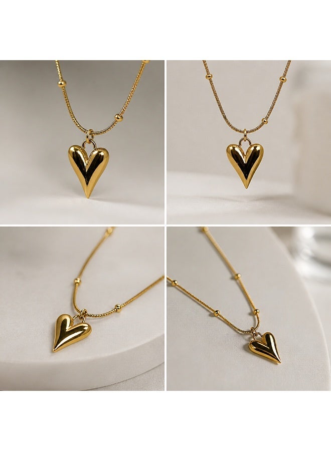 Elegant Heart Pendant Necklace for Women – 18K Gold PVD Plated Stainless Steel Gift - Image 2