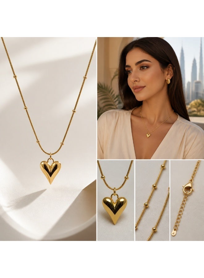 Elegant Heart Pendant Necklace for Women – 18K Gold PVD Plated Stainless Steel Gift - Image 1