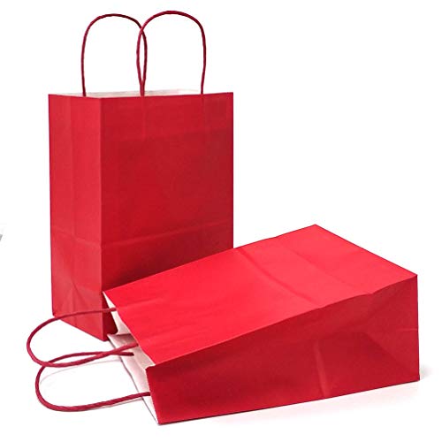 AZOWA Gift Bags Small Kraft Paper Bags with Handles (6 x 4.7 x 2.4 in, Red Color, 50 Pcs) - Image 1