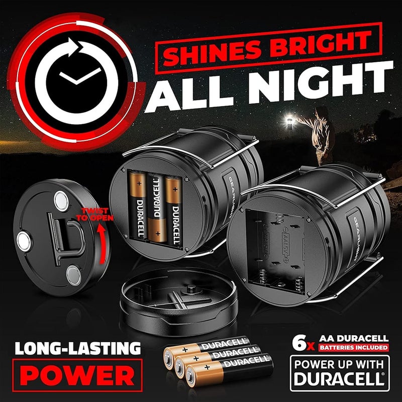 GearLight Sunlit Camping Lantern - 2 Pack Portable LED Lanterns with Magnetic Base and Foldable Hook for Emergency Use - Image 5