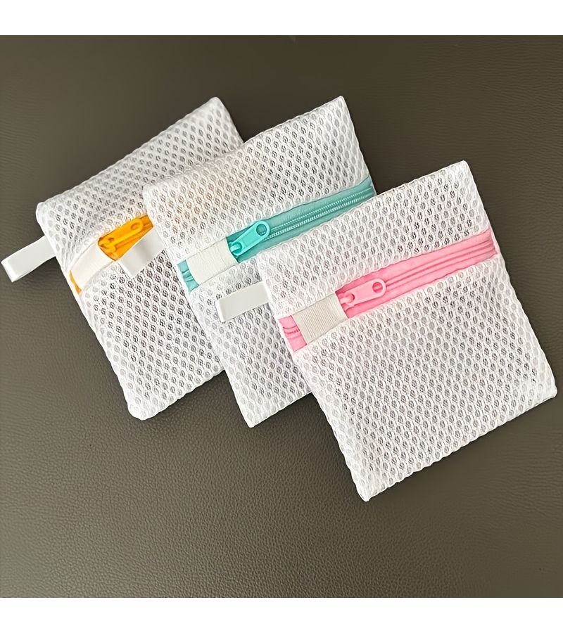 Mixed Colors 4pcs Laundry Soap Bags Set with Shoe Brush for Washing Machine - Image 5