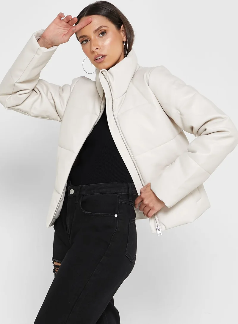 Jacqueline de Yong Zipped High Neck  Jacket