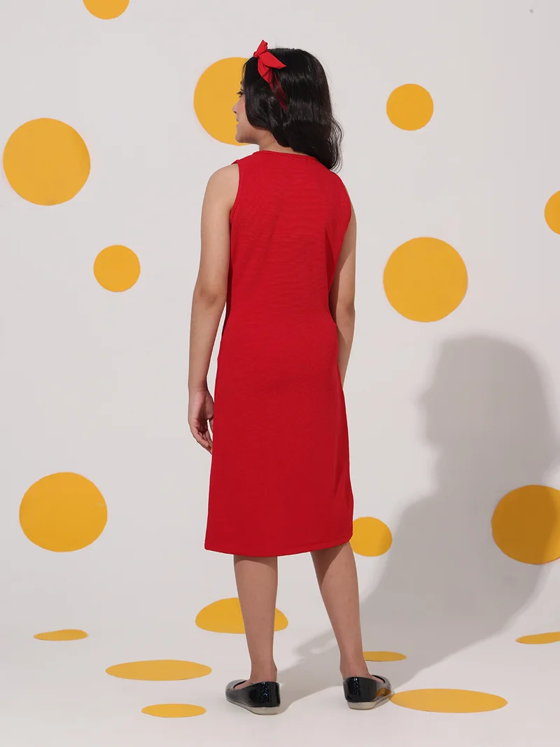 Cherry & Jerry Cherry & Jerry Red Ribbed Sleeveless Bodycon Dress