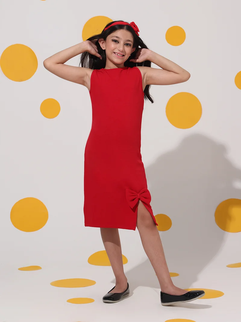 Cherry & Jerry Cherry & Jerry Red Ribbed Sleeveless Bodycon Dress